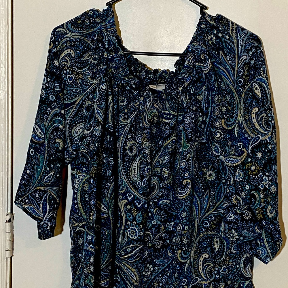 Off shoulder floral blue top